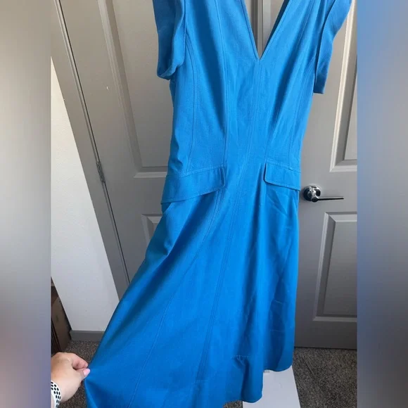 ME+EM Blue Tailored Midi Dress Size 12 Classic Old Money Elegance quiet luxury - Picture 10 of 16